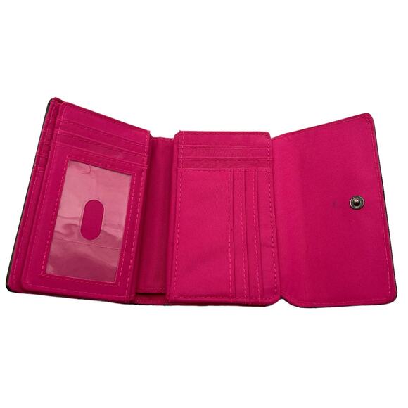 Safe Keeper Womens Wallet Pink Black Stripe Cards ID Money 5.5" x 3.5" - Picture 3 of 10